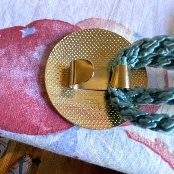 Vintage Blue Woven Rope Belt with Butterfly and Flower Buckle and Metal Studs L - Picture 4 of 5
